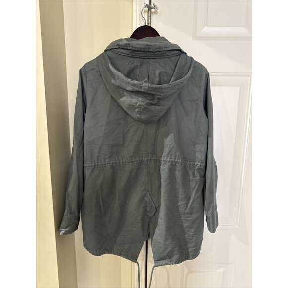 Hurley Women long Jacket Olive Green Full‎ Zip Hooded Drawstring lined soft MED - Picture 3 of 3